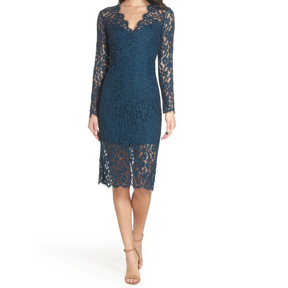 Bardot Midnights Lace Dress In Ash Blue